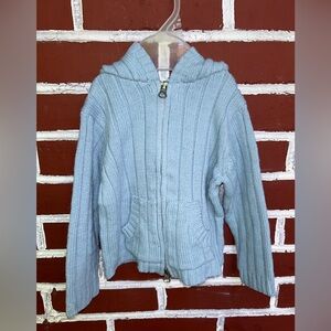 Baby blue knitted zippered hooded sweater | size 24